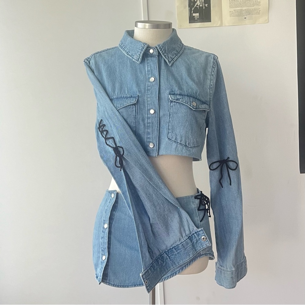 Denim top and skirt set